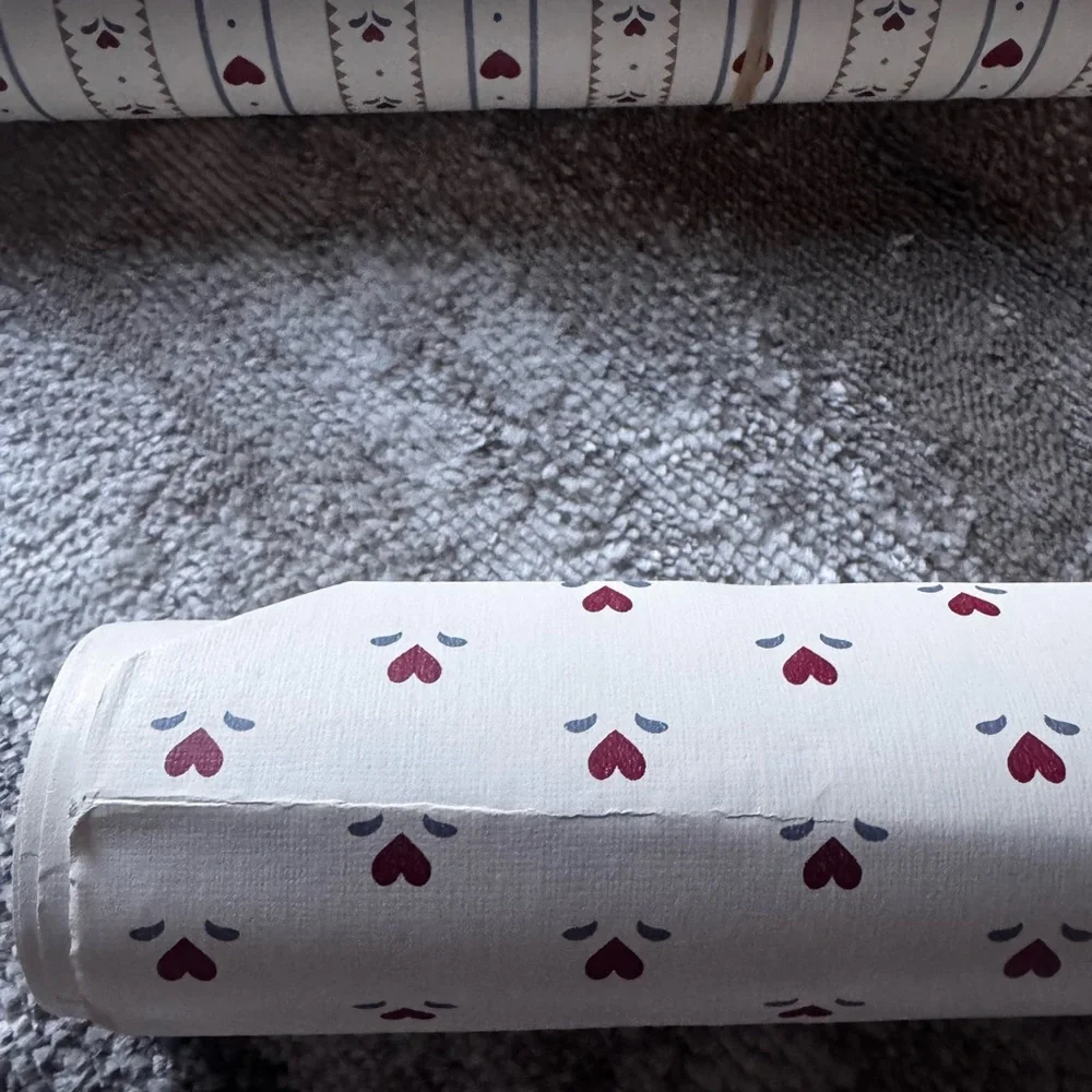 Heart and Striped Wrapping Paper Rolls cottagecore